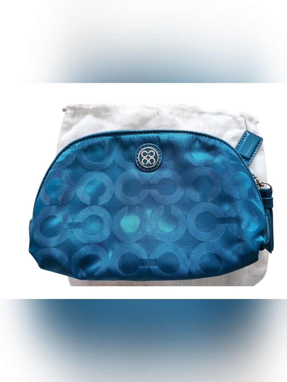 Coach Julia Nylon Optic Signature Cosmetic Pouch EUC No Callouts